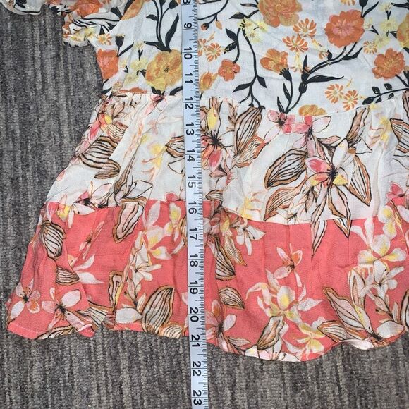 Coco + Jaimeson Womens Size Small Peplum Top Floral Print Flowy Cream Orange NWT - Picture 5 of 7